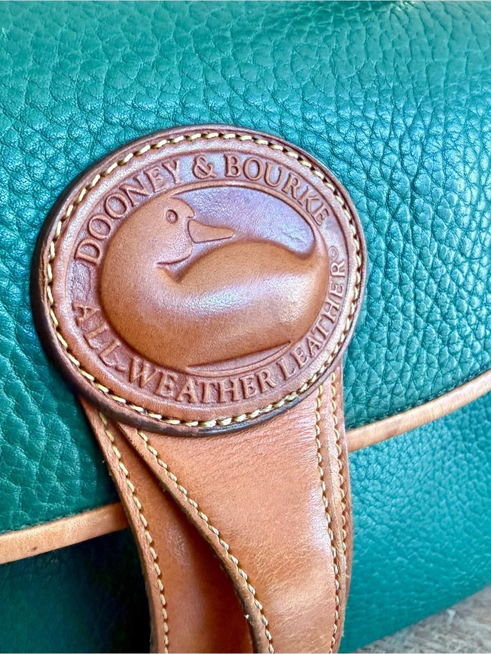 Vintage Dooney & Bourke AWL Surrey Satchel Forest Green British Tan